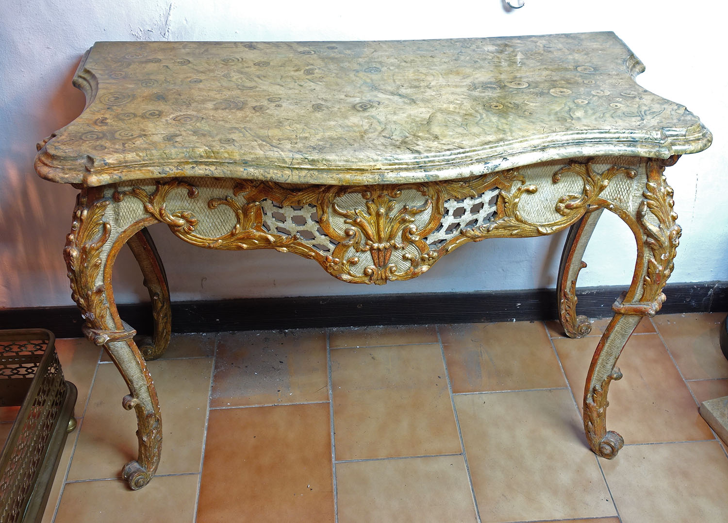 A Venetian gilt and painted wood console. 18th century. 